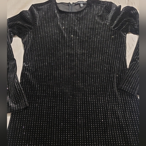 Catherine Malandrino Womens Long Open Sleeve Velvet Dress Black/Silver Size M - Picture 4 of 11